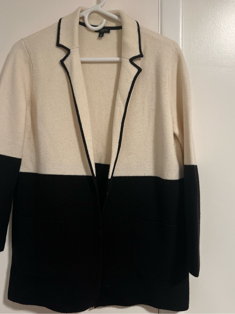 Talbots Two-Tone Cream and Black Blazer Cardigan